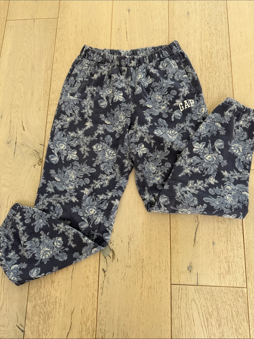 LoveShackFancy Navy Floral Jogger Pants